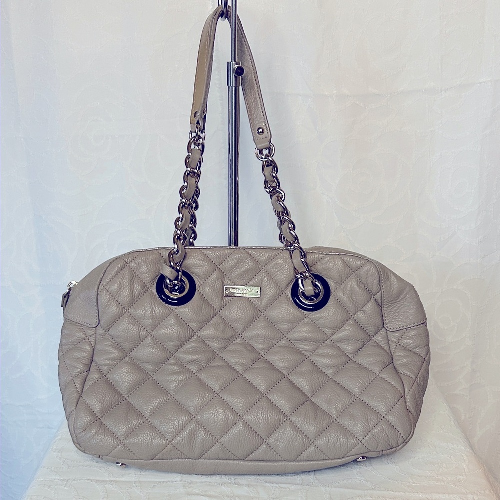 KATE SPADE GOLD COAST Margot leather quilted pattern bag Taupe color chain strap